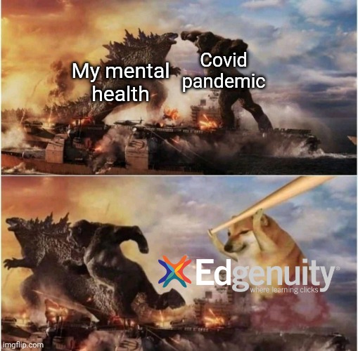 R.i.p. mental health | Covid pandemic; My mental health | image tagged in kong godzilla doge,relatable,memes | made w/ Imgflip meme maker
