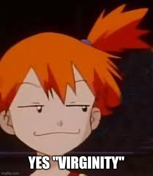Derp Face Misty | YES "VIRGINITY" | image tagged in derp face misty | made w/ Imgflip meme maker
