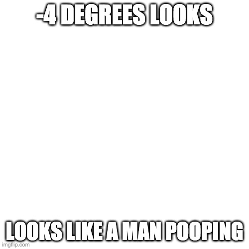 Blank Transparent Square | -4 DEGREES LOOKS; LOOKS LIKE A MAN POOPING | image tagged in memes,blank transparent square | made w/ Imgflip meme maker