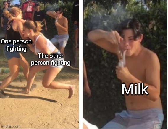 Dabbing Dude | One person fighting The other person fighting Milk | image tagged in dabbing dude | made w/ Imgflip meme maker