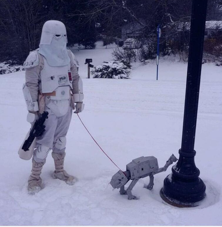 High Quality Snowtrooper and his pet AT-AT Blank Meme Template