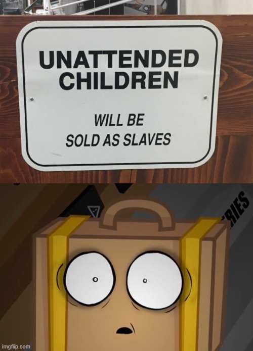 "sold as slaves" | image tagged in shocked suitcase,children,slaves,wtf,memes | made w/ Imgflip meme maker
