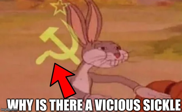 Bugs bunny Yiga clan | WHY IS THERE A VICIOUS SICKLE | image tagged in bugs bunny communist,botw,zelda,oh wow are you actually reading these tags | made w/ Imgflip meme maker
