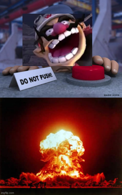 Wario dies in nuke.mp3 | image tagged in big red button,memes,nuclear explosion,wario dies | made w/ Imgflip meme maker