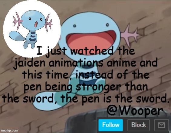 HMMMMMMMM | I just watched the jaiden animations anime and this time, instead of the pen being stronger than the sword, the pen is the sword. | image tagged in kdjnfhrnjdufbsnmc | made w/ Imgflip meme maker
