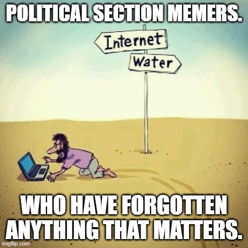  POLITICAL SECTION MEMERS. WHO HAVE FORGOTTEN ANYTHING THAT MATTERS. | image tagged in american politics | made w/ Imgflip meme maker