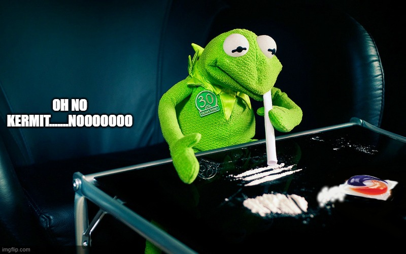 Kermit Snorting Tide Pod | OH NO KERMIT.......NOOOOOOO | image tagged in kermit snorting tide pod | made w/ Imgflip meme maker