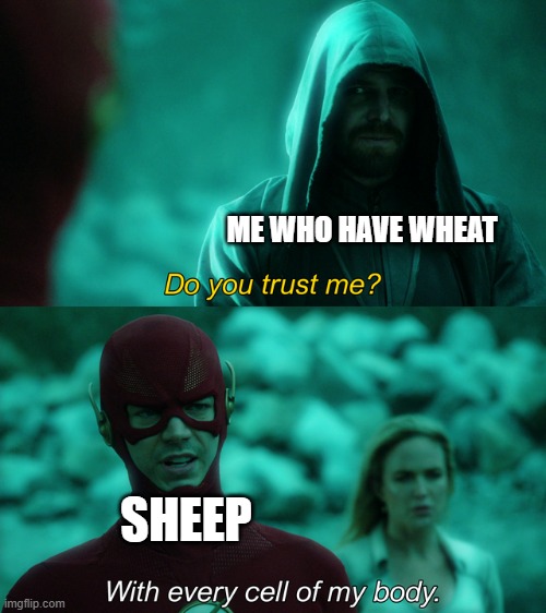 Do you trust me? | ME WHO HAVE WHEAT; SHEEP | image tagged in do you trust me | made w/ Imgflip meme maker
