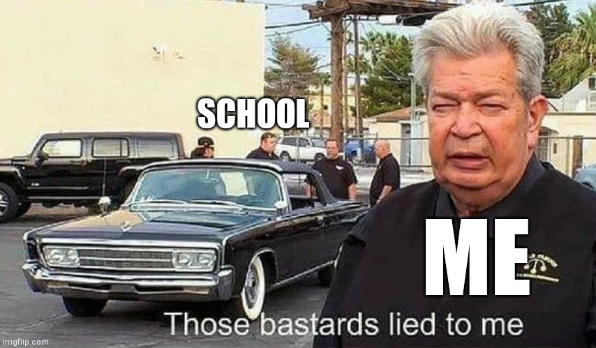 Those bastards lied to me | SCHOOL ME | image tagged in those bastards lied to me | made w/ Imgflip meme maker