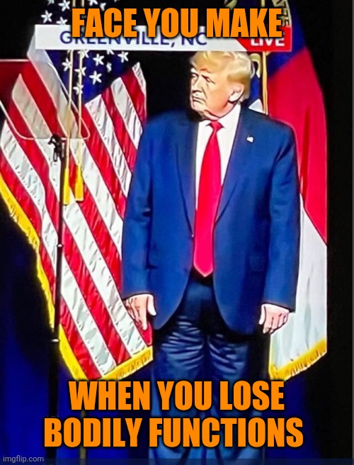 Trump Pants | FACE YOU MAKE; WHEN YOU LOSE BODILY FUNCTIONS | image tagged in trump pants | made w/ Imgflip meme maker