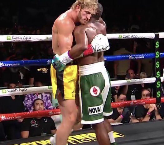 Floyd Mayweather hugging Logan Paul Blank Meme Template