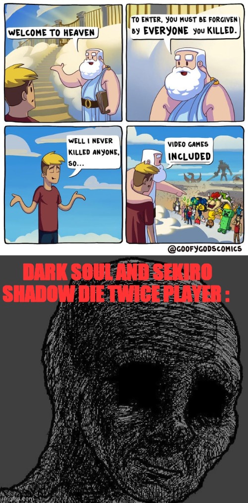 DARK SOUL AND SEKIRO SHADOW DIE TWICE PLAYER : | image tagged in video games | made w/ Imgflip meme maker