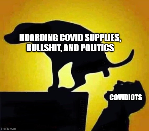 Covidiots love eating their own shit! | HOARDING COVID SUPPLIES, BULLSHIT, AND POLITICS; COVIDIOTS | image tagged in dog pooping in mouth,memes,covidiots,stupidity | made w/ Imgflip meme maker