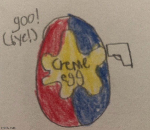Some art about a Creme Egg or something | made w/ Imgflip meme maker