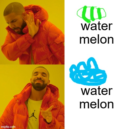 water melon water melon | image tagged in memes,drake hotline bling | made w/ Imgflip meme maker