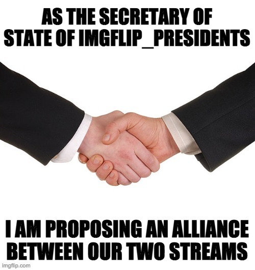 This proposal has the support of President Wubbzymon | image tagged in handshake,memes | made w/ Imgflip meme maker