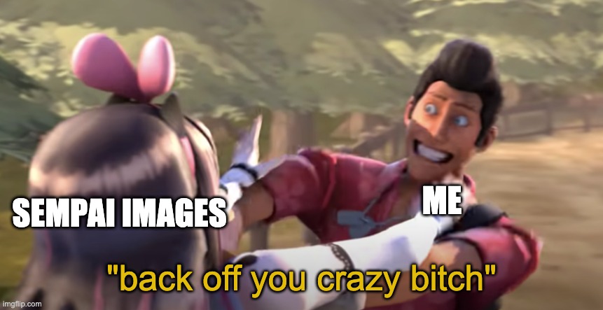 back off | SEMPAI IMAGES; ME | image tagged in back off | made w/ Imgflip meme maker