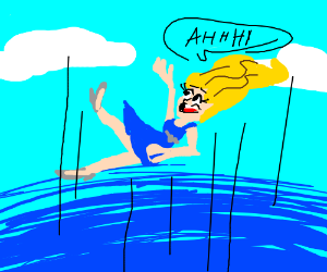 falling blonde girl in blue dress Blank Meme Template