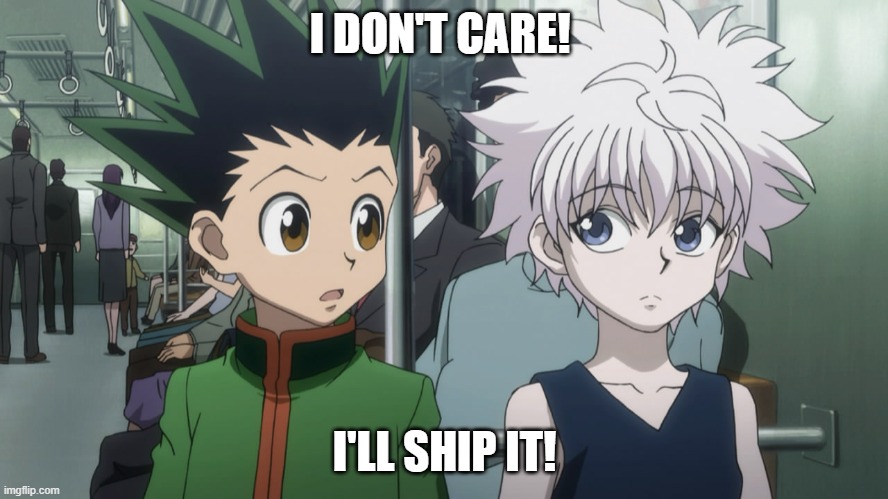 Yeahhh I don't care imma ship it | I DON'T CARE! I'LL SHIP IT! | image tagged in gon and killua ship uwu,i ship it | made w/ Imgflip meme maker