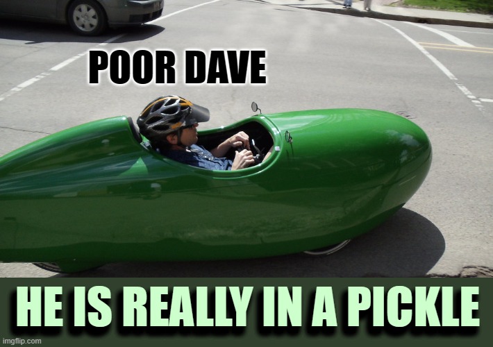 How can we help | POOR DAVE; HE IS REALLY IN A PICKLE; HE IS REALLY IN A PICKLE | image tagged in eyeroll,pun,pickle,car,transport,poor guy | made w/ Imgflip meme maker