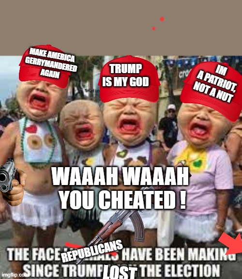The face you make, when you rig districts so you cant loose, but you STILL DO | MAKE AMERICA 
GERRYMANDERED
 AGAIN; IM A PATRIOT, NOT A NUT; TRUMP IS MY GOD; WAAAH WAAAH
 YOU CHEATED ! REPUBLICANS; LOST | image tagged in std,trump,butthurt,snowflake,cheating | made w/ Imgflip meme maker