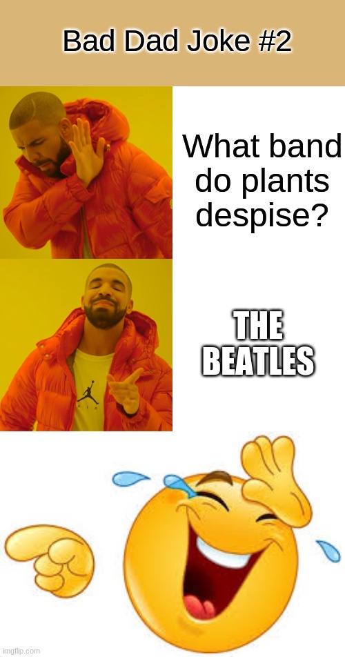 yep | Bad Dad Joke #2; What band do plants despise? THE BEATLES | image tagged in memes,drake hotline bling | made w/ Imgflip meme maker