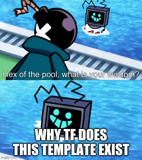 Hex of the pool | WHY TF DOES THIS TEMPLATE EXIST | image tagged in hex of the pool | made w/ Imgflip meme maker