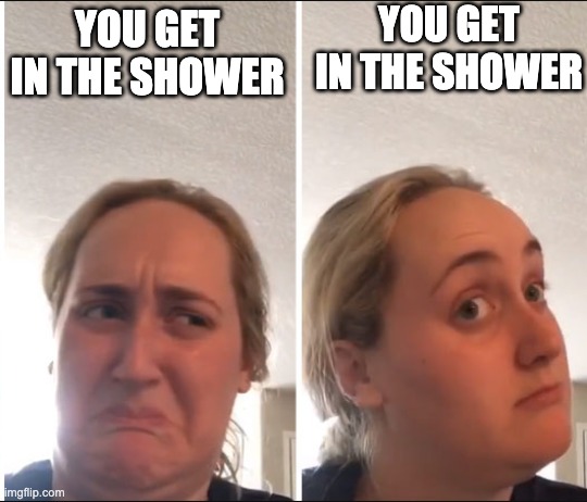 First meme on this stream | YOU GET IN THE SHOWER; YOU GET IN THE SHOWER | image tagged in hot water | made w/ Imgflip meme maker