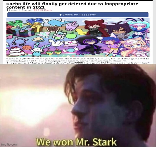 Yay! We win! | image tagged in we won mr stark | made w/ Imgflip meme maker