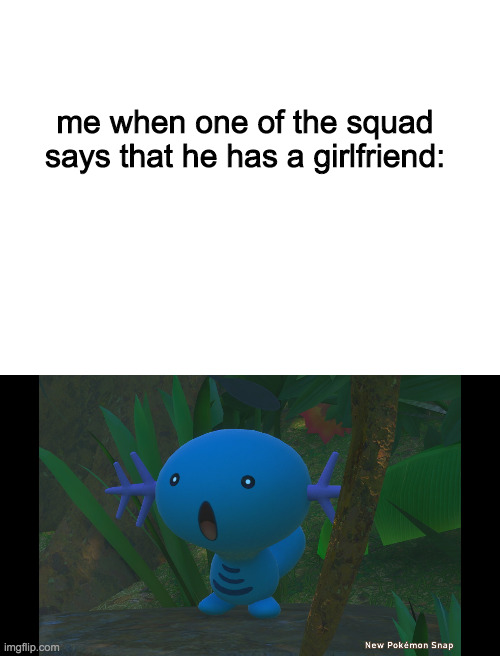 shotout to EvanMinton | me when one of the squad says that he has a girlfriend: | image tagged in blank white template,surprised wooper | made w/ Imgflip meme maker