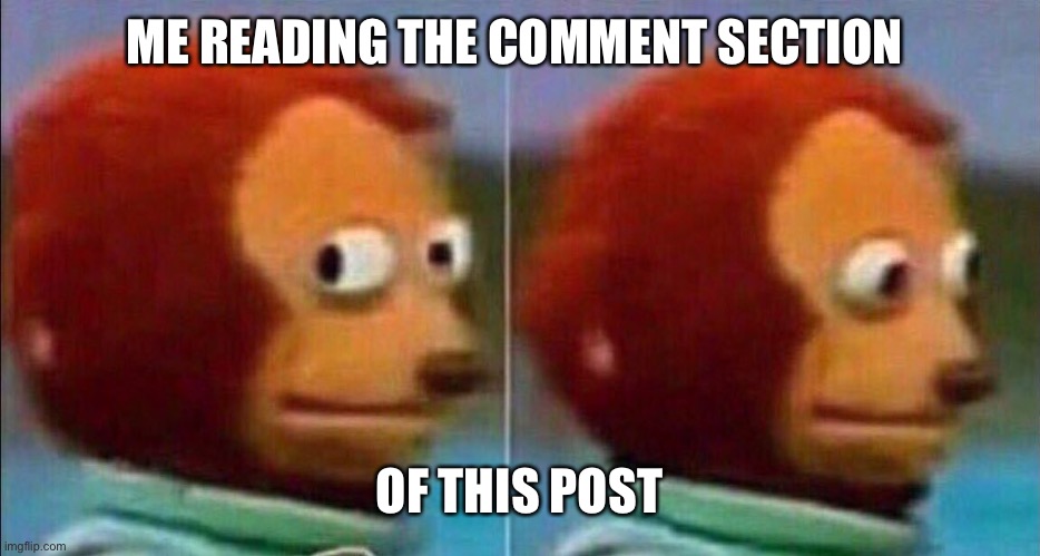 Monkey looking away | ME READING THE COMMENT SECTION OF THIS POST | image tagged in monkey looking away | made w/ Imgflip meme maker