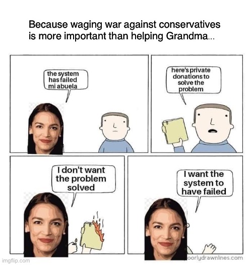 Matt Walsh raised over $100,000 on GoFundMe for her grandmother | Because waging war against conservatives is more important than helping Grandma... | image tagged in aoc | made w/ Imgflip meme maker