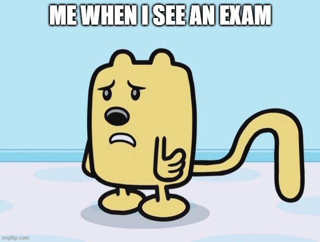 There are too many exams | ME WHEN I SEE AN EXAM | image tagged in sad wubbzy,exams | made w/ Imgflip meme maker