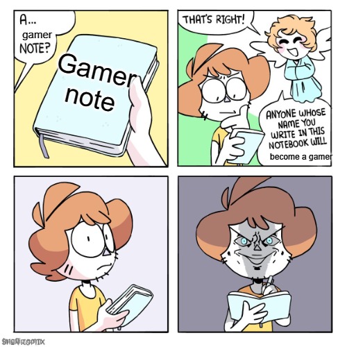 I would put u/thumbsofdestiny | gamer; Gamer note; become a gamer | image tagged in a __ note | made w/ Imgflip meme maker