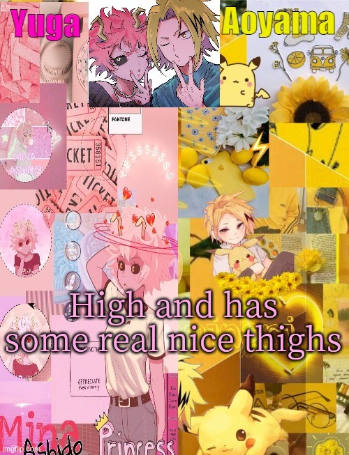lmao? | High and has some real nice thighs | image tagged in mina and denki temp tysm yachi | made w/ Imgflip meme maker