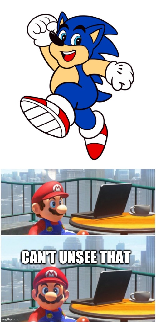 SONIC MARIO | CAN'T UNSEE THAT | image tagged in sonic the hedgehog,super mario bros,crossover,wtf | made w/ Imgflip meme maker