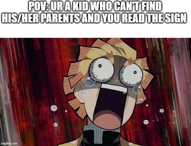 POV: UR A KID WHO CAN'T FIND HIS/HER PARENTS AND YOU READ THE SIGN | made w/ Imgflip meme maker