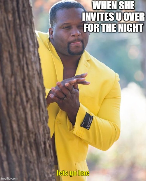 Anthony Adams Rubbing Hands | WHEN SHE INVITES U OVER FOR THE NIGHT; lets go bae | image tagged in anthony adams rubbing hands,lets go bae | made w/ Imgflip meme maker