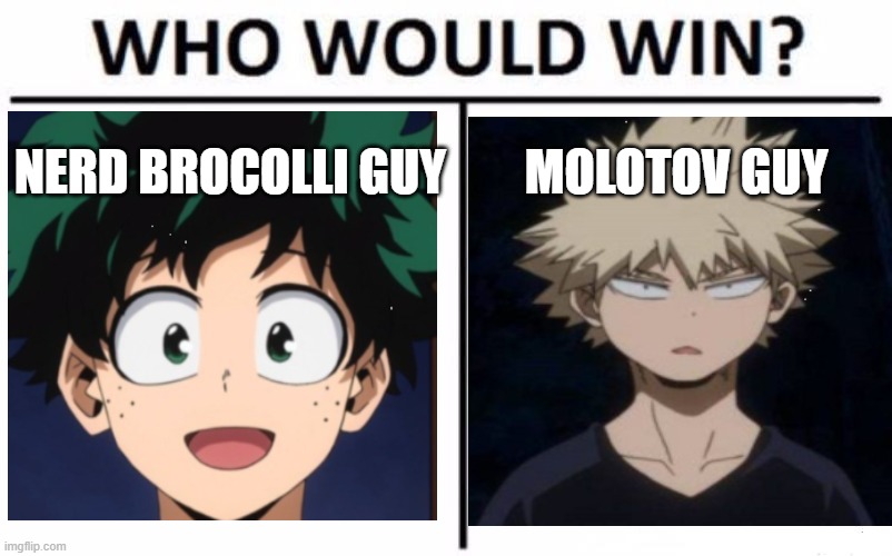 Who Would Win? | NERD BROCOLLI GUY; MOLOTOV GUY | image tagged in memes,who would win | made w/ Imgflip meme maker