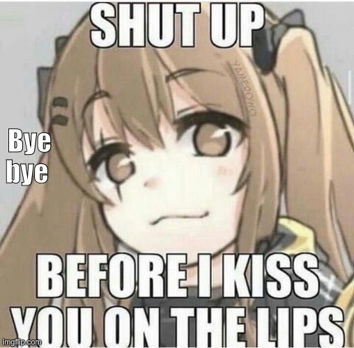 -kiss- | Bye bye | image tagged in shut up before i kiss you on the lips | made w/ Imgflip meme maker