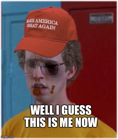WELL I GUESS THIS IS ME NOW | image tagged in napoleon maga hat | made w/ Imgflip meme maker