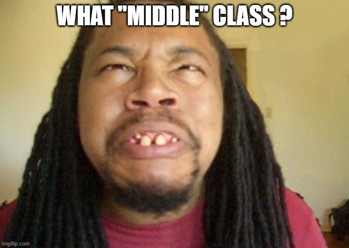 Ugly Confused Dude | WHAT "MIDDLE" CLASS ? | image tagged in ugly confused dude | made w/ Imgflip meme maker