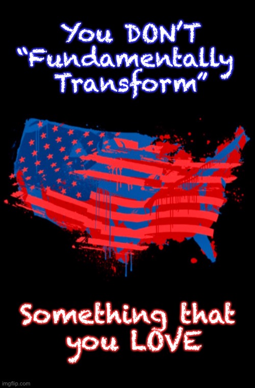 First Obama, then Sleepy | You DON’T
“Fundamentally 
Transform”; Something that 
you LOVE | image tagged in dems are marxist,biden hates america,america the beautiful,land that i love,stand beside her,god bless america | made w/ Imgflip meme maker