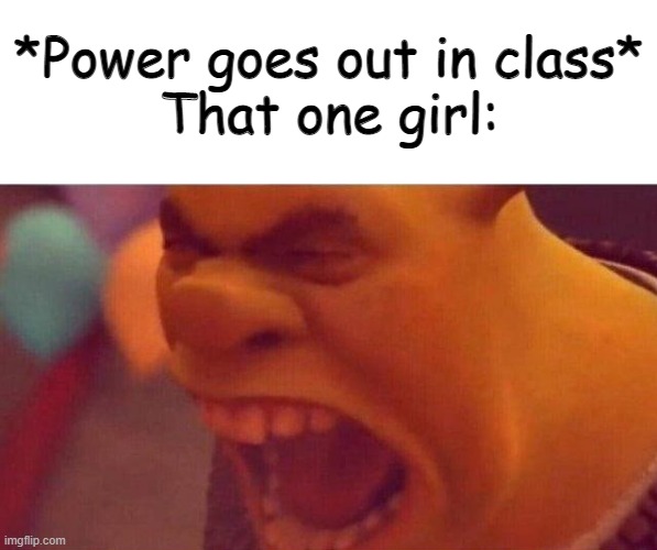 *Power goes out in class*
That one girl: | made w/ Imgflip meme maker