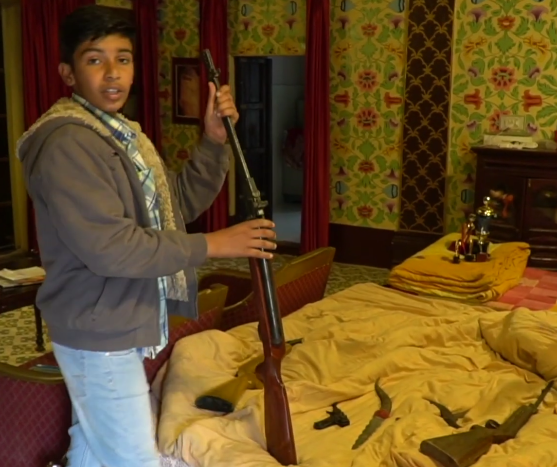 Indian Kid with Weapons Blank Meme Template