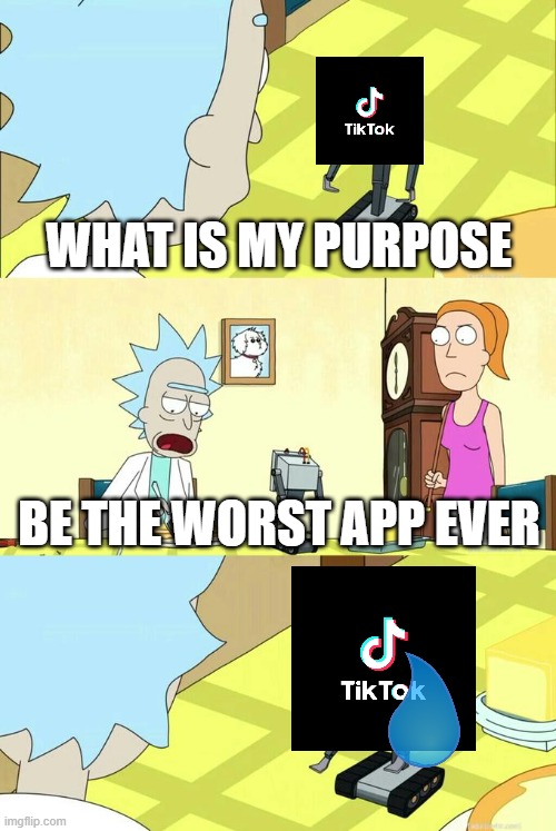 What's My Purpose - Butter Robot | WHAT IS MY PURPOSE; BE THE WORST APP EVER | image tagged in what's my purpose - butter robot | made w/ Imgflip meme maker