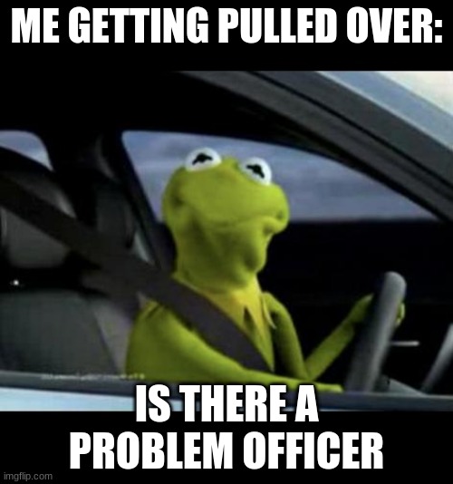 yes | ME GETTING PULLED OVER:; IS THERE A PROBLEM OFFICER | image tagged in kermit driving | made w/ Imgflip meme maker