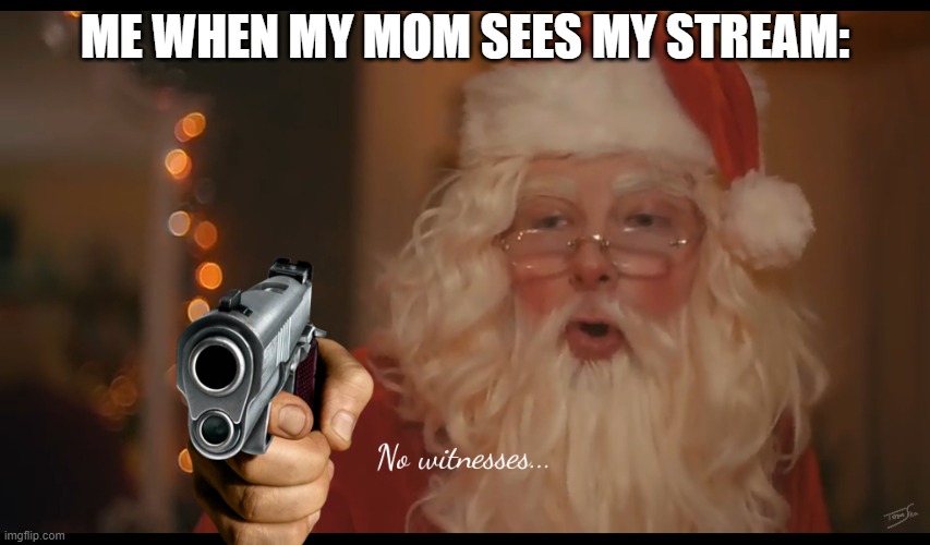 no witnesses | ME WHEN MY MOM SEES MY STREAM: | image tagged in no witnesses | made w/ Imgflip meme maker