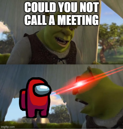 Can you not call a meeting | COULD YOU NOT CALL A MEETING | image tagged in shrek for five minutes | made w/ Imgflip meme maker