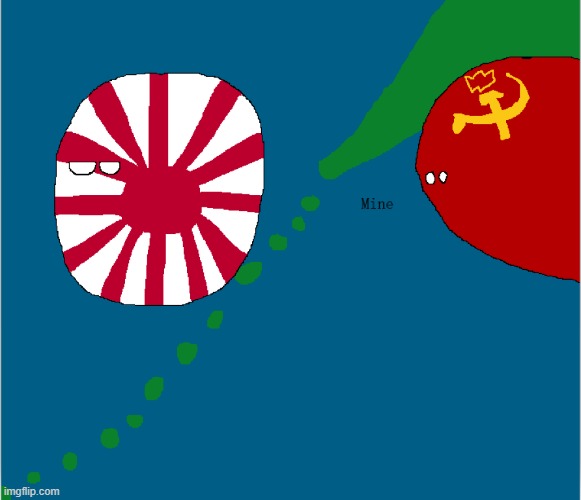 Japanese/USSR area 1945 | image tagged in japan,ww2,ussr,countryballs,comics | made w/ Imgflip meme maker
